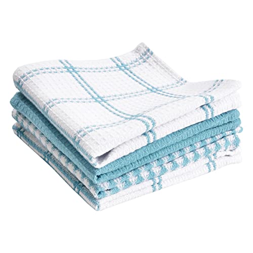 T-Fal Premium Waffle Dish Cloths: Highly Absorbent, Super Soft Long Lasting - 100% Cotton, 12"x13" Towel for Cleaning & Drying, (4-Pack), Breeze - color: Breeze, size: 4-Pack