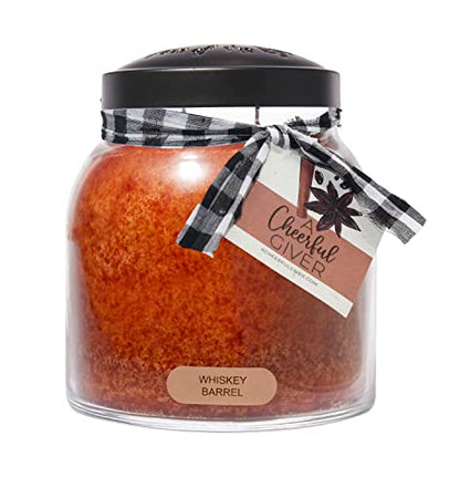 A Cheerful Giver - Whiskey Barrel - 34oz Papa Scented Candle Jar with Lid - Keepers of the Light - 155 Hours of Burn Time, Gift for Father's Day, Brown - size: 34 oz, style: Whiskey Barrel