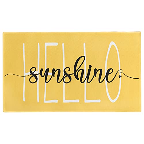 Summer Door Mat,Yellow Hello Sunshine Indoor Outdoor Non-Slip Doormat,Entryway Front Porch Spring Summer Welcome Door Mat for Entrance Decor,30" x 17" - color: 3 Summer Yellow Hello Sunshine