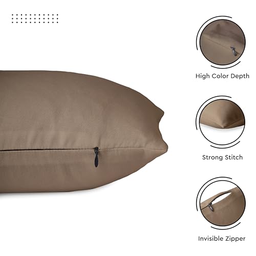 Encasa XO Throw Pillow Covers, Cotton, No Inserts 12"x12" Beige | Durable Cotton Canvas | Concealed Invisible Zipper | Ideal for DIY & Embroidery | Living Room & Couch | Set of 2 - color: Beige, size: 12" x 12" (Pack of 2)