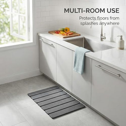 Foldable Stone Bath Mat, Quick-Dry Non-Slip Diatomaceous Earth Mat, Space-Saving Absorbent Shower Mat for Bathroom, Non-Slip Rubber Base,Easy to Clean, 23.6" x 15.5" Grey