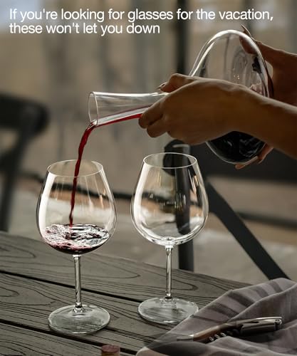 OJA Wine Glasses Set, Crystal Red Hand Blown Wine Glass, Set of 4,23.5 oz | Large, Burgundy, Ultra-thin, Light for Wine Tasting, Perfect Gifts, Valentine's Day, Anniversary, Birthday - style: Set of 4-23.5oz