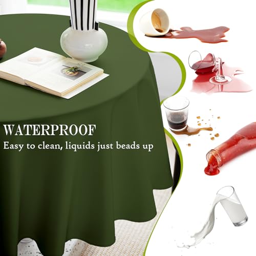 BYDOLL Table Cloth 48 Inch Round Tablecloth Fits Max38 Inch Diameter Table Top,Green Polyester Washable Wrinkle-Free Spillproof Tablecloth for Party Patio Cover - color: Green, size: 48" x 48" (Round-Fits Tables 24''-36'')