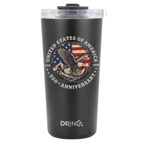 Drinco - 20 oz Stainless Steel Tumbler | Double Walled Vacuum Insulated Mug With Lid, 2 Straws, For Hot & Cold Drinks (20oz US 250 yrs) - color: 20oz US 250 yrs