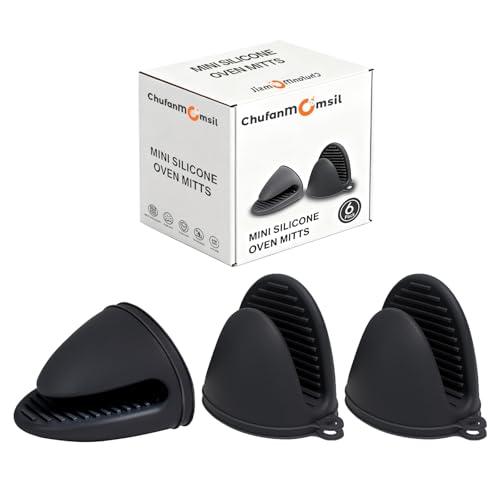 Silicone Oven Mitts Heat Resistant Hot Pot Holders Set for Kitchens - Mini Oven Mittens Silicone Rubber Gloves Small Pot Pinch Grip for Cooking & Baking, 6 Pack Black - color: Black