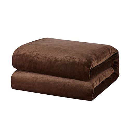 BOURINA Flannel Throw Blanket Fleece Throw Outdoor Blanket,Brown 50x60inch | This fleece throw blanket feel soft.Double-sided fluffy texture provides comfort for relaxing on the couch, bed, or sofa. - color: Brown, size: 50"x60"