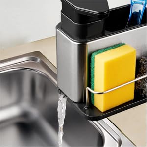 Kitchen Sink soap Dispenser, Three-in-one Kitchen countertop Sponge Holder, Stainless Steel Kitchen Sink Storage Rack, Suitable for Kitchen Sink countertop