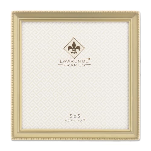 Lawrence Frames Bead Border Design, 5x5, Satin Gold - color: Satin Gold, size: 5x5