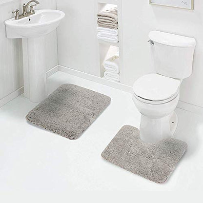 Walensee Shaggy 2 Piece Bath Rug Sets (Light Tan) 20 x 24 U Shape Contour Rug & 20 x 32 Bathroom Rug Machine Wash/Dry Bath Mats Plush Absorbent Bathroom Rugs and Mats Set Non Slip - color: Light Tan