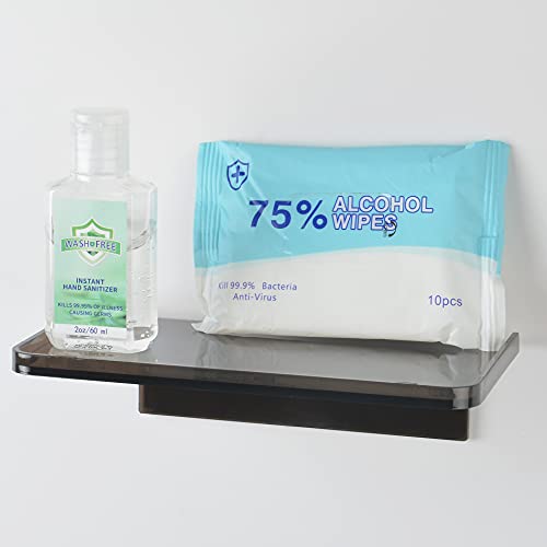 Stick-on Wall Shelf - Small Wall Mounted Adhesive Clear Acrylic Shelf Phone Holder Shelves Wipes Rack for Bathroom,Kitchen,Toilet,Office - Translucent Grey (A Set of Screws Included) - color: Translucent Grey