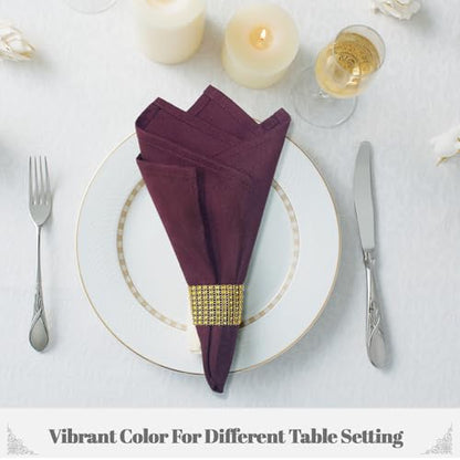 PLOYMONO Burgundy Cloth Napkins - 8 Pack 17" x 17" Polyester Dinner Napkins | Heavy Duty 180 GSM Cloth Napkins with Hemmed Edges - Great for Restaurants, Weddings, Parties, Banquets Dinner - color: Burgundy