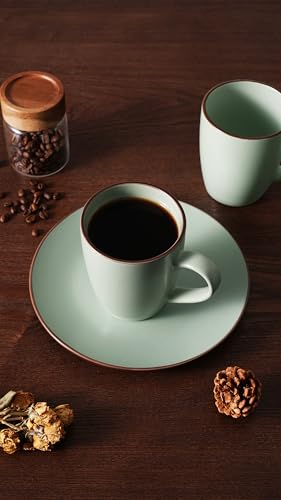 famiware Venus Coffee Mugs Set of 4, 13 oz Ceramic Stoneware Mug Cup Set | Coffee Mug with Handle for Tea, Latte, Cappuccino, Cocoa, Milk, Microwave and Dishwasher Safe, Light Green - color: Light Green, size: 4pcs
