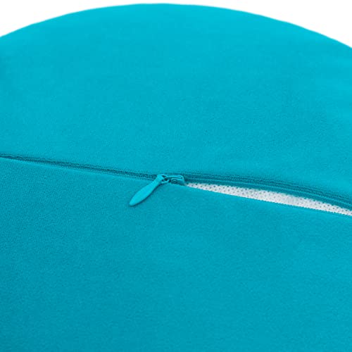 JWH 3D Flowers Throw Pillow Cover Decorative Sunflower Shaped Accent Handmade Floral Pillowcase Round Cushion with Insert for Couch Bed Chair 12 Inch Blue Green