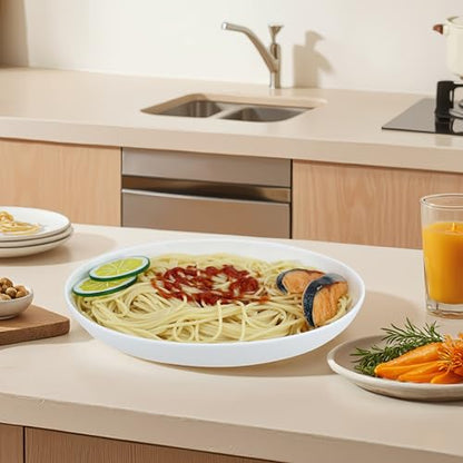 EIKS Ceramic Deep Plates Oval Shaped Dishes, Size of L10.8 x W7.7 | For Serving Fish, Seafood, Appetizers, Salad, Snack in Home, Dinner, Entertaining Party - size: L Size (L10.8" x W7.7")