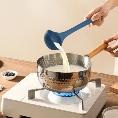 MOACC Silicone Kitchen Cooking Utensils Set: Heat Resistant 13inch Long Kitchen Gadgets, BPA Free Non Stick Rubber Cook Accessories For Food Prep, Frying, Serving, Basting (Dark Blue) - color: Dark Blue