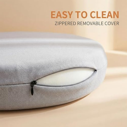 Round Chair Cushion, Memory Foam Filling, Knitted Cotton Cover, Removable Zipper Design, Light Gray, Pink, Coffee, Green (Light Grey, 12 Inch) - color: Light Grey, size: 12 Inch