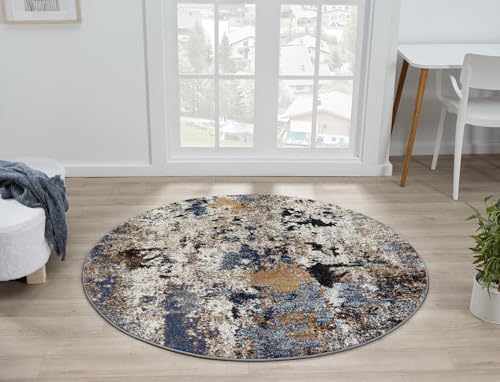 Keen Home Design Area Rugs - 10ft Round Non-Shedding, Abstract Rugs for Kitchen, Living Room, Bedroom, Dining Room, Entryway - Size: 10' Round, Multi - color: Skies Multi, size: 10' (Round)