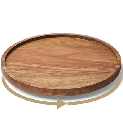 VERTORGAN Lazy Susan Bamboo Organizer for Kitchen,Cabinet(Medium) | 360 Rotating Turntable,Spice Rack,Serving Tray,Pantry Vanity Organizer,Countertop Space-Saver - size: 9.8in