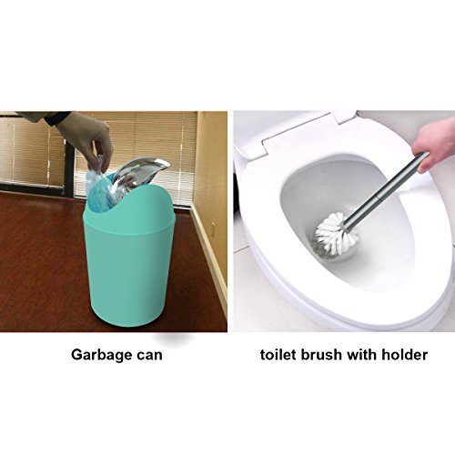 Bathroom Accessories Set, 6-Piece Plastic Gift Set, Toothbrush Holder, Toothbrush Cup, Soap Dispenser, Soap Dish, Toilet Brush Holder, Trash Can (Mint Green) - color: Mint Green