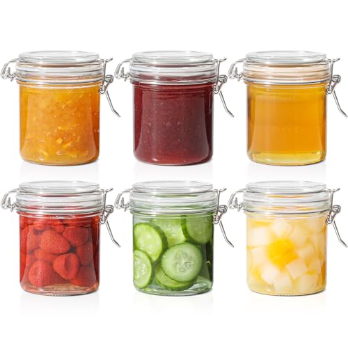 ComSaf Small Mason Glass Jars with Airtight Lids 8 oz 6 Pack Pantry | Jelly spice jar, Sourdough discard, Jam jelly honey, Spice rack cabinet organization, Seasoning herbs powders - size: 8oz*6