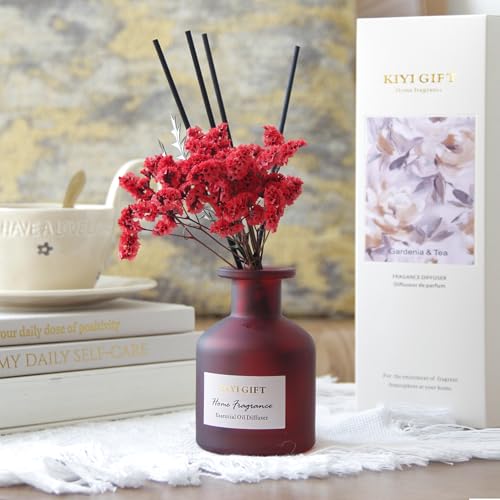 Reed Diffuser Set, Scent Diffuser with Sticks, Home Fragrance, Reed Diffuser for Bathroom, Shelf Decor, 4.06oz Gardenia White Tea