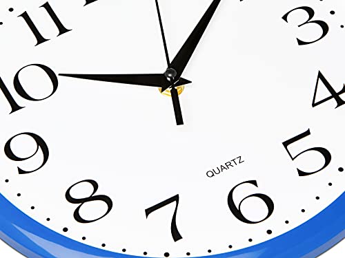 Bernhard Products 10 Inch Blue Quartz Analog Wall Clock - Silent, Easy to Read, Quality Construction, Simple Design, Lightweight, Easy to Hang, Battery Operated - color: Blue, size: 10 Inch