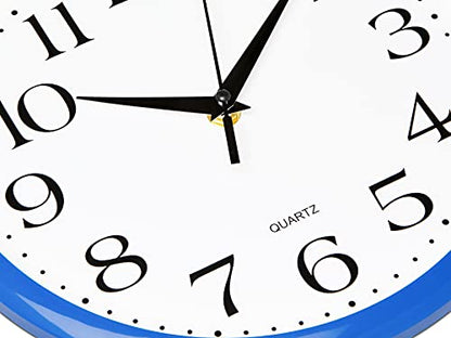 Bernhard Products 10 Inch Blue Quartz Analog Wall Clock - Silent, Easy to Read, Quality Construction, Simple Design, Lightweight, Easy to Hang, Battery Operated - color: Blue, size: 10 Inch
