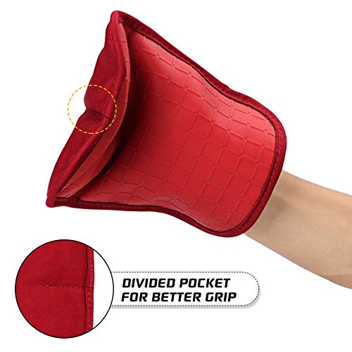 HOMWE Silicone Oven Mitts and Pot Holders for Kitchen & Baking - Set of 4 Heat-Resistant, Heavy-Duty Cooking Mittens w/Non-Slip, Textured Grip - color: Red, size: 4-Piece Oven Mitts & Pot Holders Set