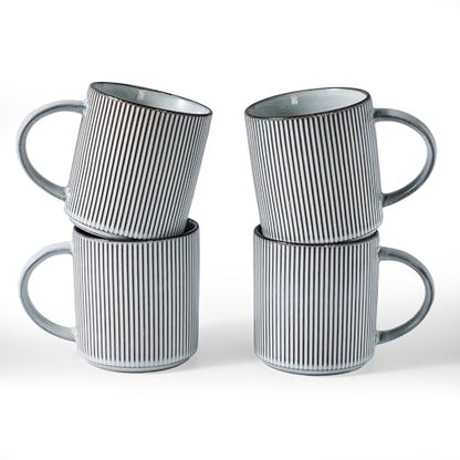 famiware Coffee Mug Set of 4, Star 16 oz Large Mugs Cup Set with Handle | Ceramic Mug for Coffee, Latte, Tea, Stackable Drinkware Set, Microwave & Dishwasher Safe, Smoky Blue - color: Smoky Blue, size: 4 Count (Pack of 1)
