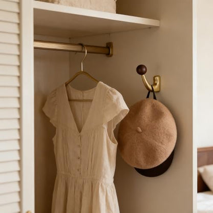wall-Mounted Light Luxury Coat Hooks, Used for Hanging Coats, Hats, Scarves and Towels, Suitable for Entrance Halls, bathrooms and bedrooms (2, 7110Copper Wire Drawing + Walnut Wood) - color: 7110Copper wire drawing + walnut wood