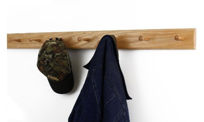 Solid Oak Shaker Peg Rack Made in The USA - Natural Stain 41 x 3.5 Inches with 7 Pegs - color: Natural, size: 41" x 3.5" with 7 pegs