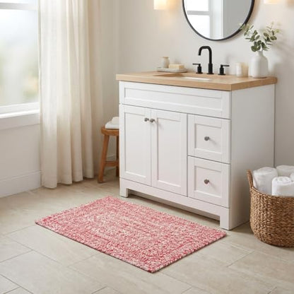 Super Area Rugs Farmhouse Braided Rug Cotton Kitchen Reversible Carpet, Red & White, 2' X 3' Rectangle - color: Red & White, size: 2' x 3' (Rectangular)