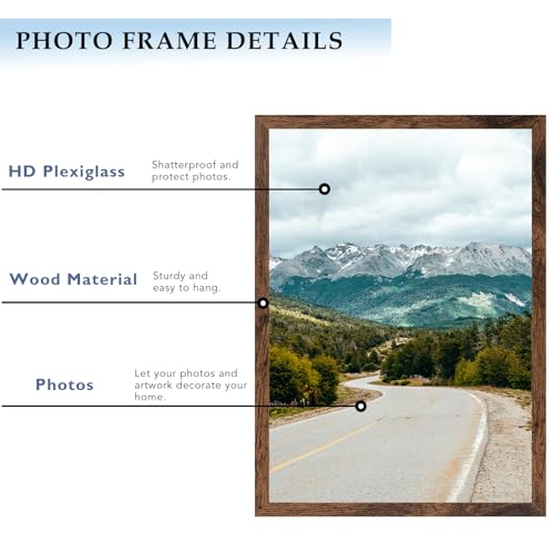 11x15 Picture Frame Deep Brown for Wall Hanging, Wood 11 x 15 Frame Photo Frame for Wall Horizontally or Vertically, Deep Brown, 3 Pack - size: 11x15 inch