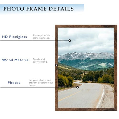11x15 Picture Frame Deep Brown for Wall Hanging, Wood 11 x 15 Frame Photo Frame for Wall Horizontally or Vertically, Deep Brown, 3 Pack - size: 11x15 inch