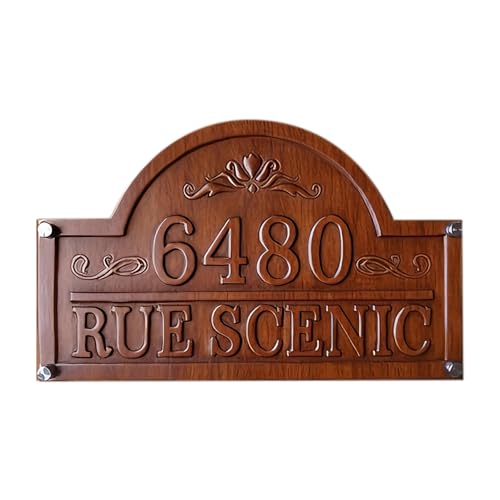Address Numbers for House,Wood House Address Plaque,Custom Address Sign House Numbers for Outside Personalized Custom Metal Address Signs for Houses Wood Metal housewarming gifts - color: Style 1