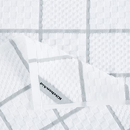 KITCHENAID Quilted Cotton Terry Cloth Oven Mitt, Pot Holder, Kitchen Towel 4-Pack Set, Heat Resistant, Silicone Grip, 16"x26", 7"x13" & 7"x10", Matte Grey - color: Matte Grey