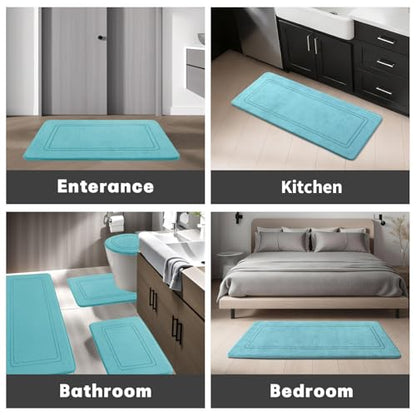Teal Memory Foam Bath Mat Set 5 Pieces - color: Teal, size: 5pieces