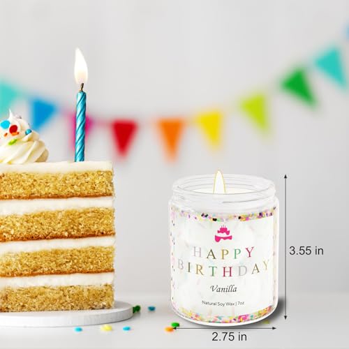 Lihome Happy Birthday Candle, Birthday Gifts for Women, Vanilla Soy Candles | Natural soy wax, vanilla scent, birthday decor, unique gift ideas for women, moms, sisters, best friends, teachers, coworkers - size: Birthday(7oz)