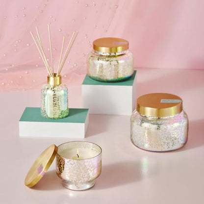Capri Blue Reed Diffuser - Comes with Blue Jean Scented Diffuser Oil, Diffuser Sticks, and Mercury Iridescent Glass Bottle - Aromatherapy Diffuser (5.7 fl oz)