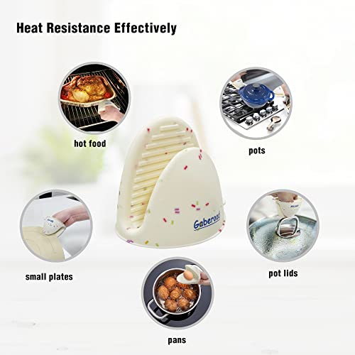 Thickened Mini Silicone Oven Mitts Heat Resistant as Hot Pot Holder, Baking Holder, Rubber Oven Gloves, Finger Pinch Grips, Potholder Mitts for Kitchen Cooking, 1 Pair, White Confetti - color: White Confetti