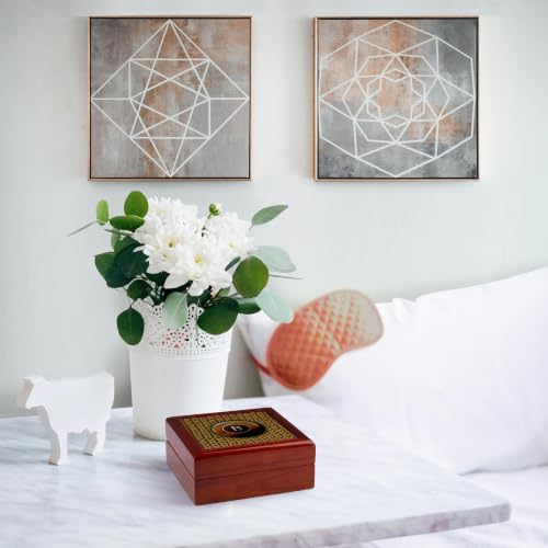 3dRose Initial Letter B- Image of Hand Knitting with Monogram Wooden Button Jewelry Box 7 x 7 inch with 4 inch tile