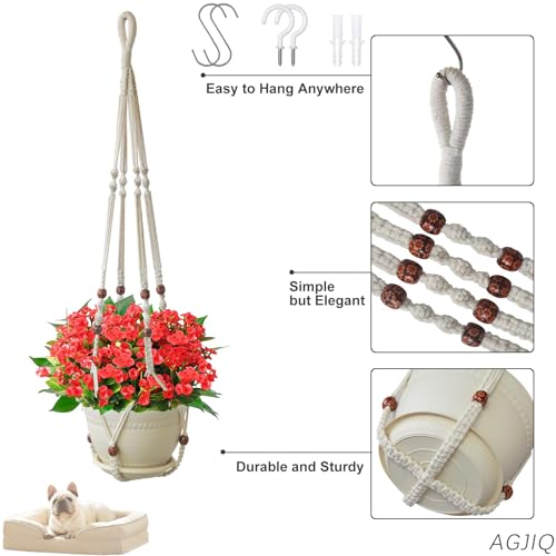 43 Inch Macrame Plant Hanger Large,Heavy Duty Indoor Hanging Plant Holder for Plants Pots Hangers for Live Plants,Outdoor Garden Home and Boho Wall Home Ceiling Decor,2 Set(Planter Pot Not Included)