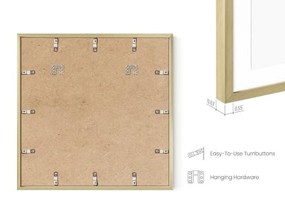 HAUS AND HUES 20x20 Gold Metal Picture Frame Matted to 16x16 - Features Premium Aluminum & Hanging Hardware, Shatterproof Plexiglass - Ideal for Home, Office (20x20 in, Gold, Set of 1) - color: Gold Metal, size: 20x20 in, style: Set of 01