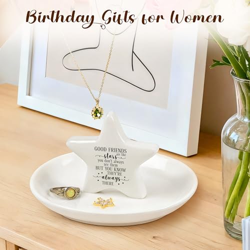PUDDING CABIN Best Friend Gift - Good Friends are Like Stars Ceramic Jewelry Dish, Star-Shaped Ring Holder for Vanity, Friendship Gift for Women, BFF, Sister - style: Start Friend