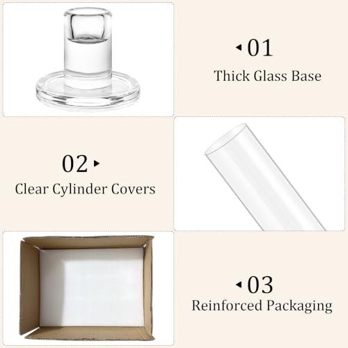 Hurricane Taper Candle Holder Thickened Cylinder Covers | with Candlestick Holders Set of 6 Centerpiece for Wedding Dining Table - size: With Hurricane