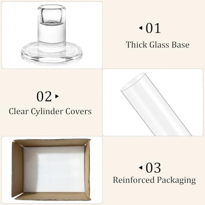 Hurricane Taper Candle Holder Thickened Cylinder Covers | with Candlestick Holders Set of 6 Centerpiece for Wedding Dining Table - size: With Hurricane