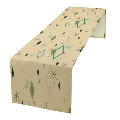 1950s Mid Century Table Runner, Modern Atomic Pattern Absctract Geometric Retro Dinner Runner for Home Kitchen Dining 13x36in - color: Mid Century-1, size: 13x36in
