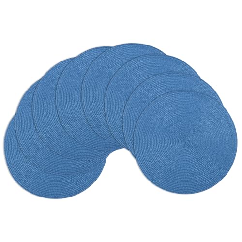 Winknowl Round Braided Placemats Set of 8 Washable Woven Heat Resistant Table Mats for Kitchen Dining Tables 15 inch Round Place Mats (Blue,8pcs) - color: Blue, size: 8pcs