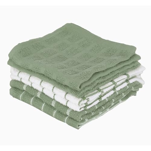 Ritz Premium Terry Check Kitchen Dish Cloths, 6-Pack, Juniper - color: Juniper, size: 6-Pack - Dish Cloths