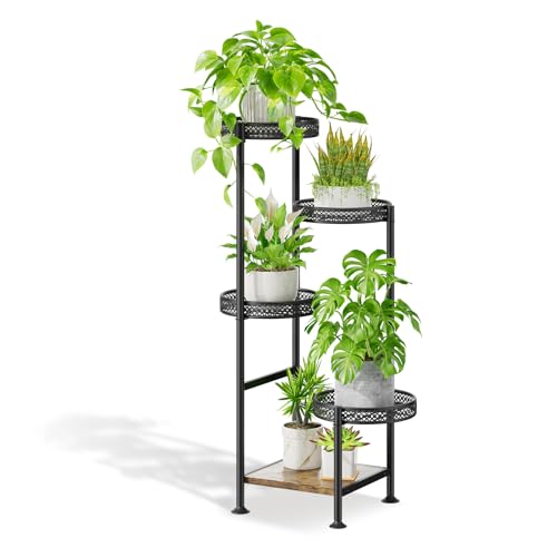 Oppro 5 Tier Plant Stand Indoor Outdoor, Tierd Corner Metal Plant Stands Holder for Multiple Plants, Flower Orchid Pot Shelf Display Rack for Living Room Balcony Garden Patio, Black (5 tier-Hollow Black) - color: Hollow Black, size: 5 Tier